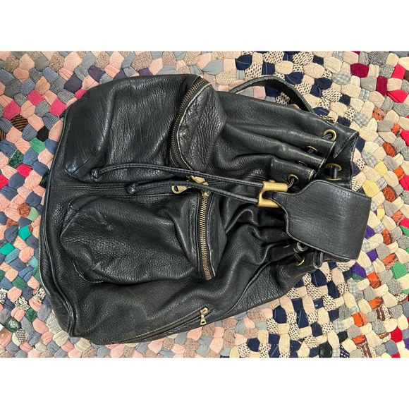 Johnny Farah Black Leather Backpack Purse - Picture 3 of 8